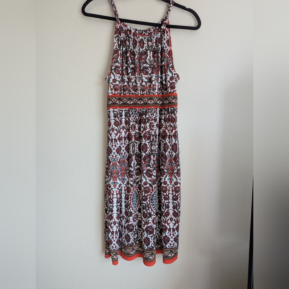 Sophie Max Red and Black Sleeveless Halter Midi Dress Size XL